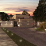 Render del progetto dell'ingresso principale da Via Trieste