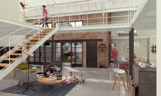 Render di progetto degli interni del Loft centrale