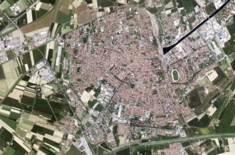 l’attuale area urbana di Ravenna vista dal satellite