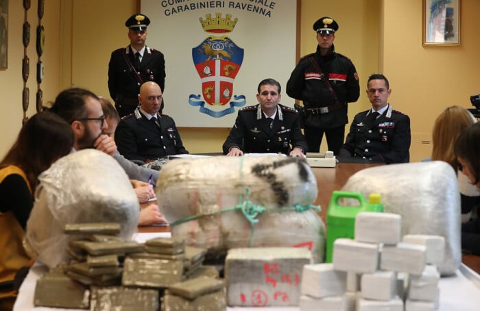 RAVENNA 20/11/2017. CARABINIERI, CONFERENZA PER MAXI SEQUESTRO DI DROGA