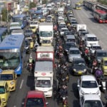 Traffico in una strada di Bogotà