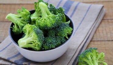 Fresh Broccoli In A Bowl On Rustic Table