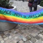 Il sit-in di solidarietà a Mimmo Lucano