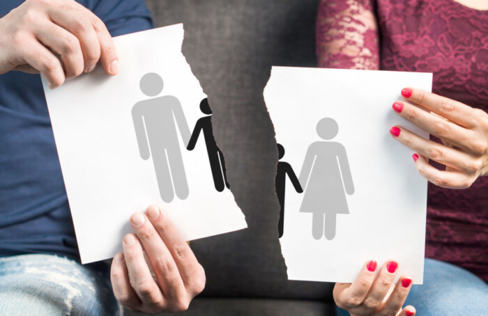 Break Up, Divorce, Shared Custody Of Children And Breaking Family Apart Concept.