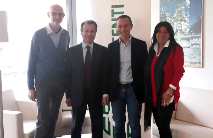 Cesare Soldati (Presidente Confesercenti Cesena), Roberto Lucchi, Graziano Gozi e Monica Ciarapica (Presidente Provinciale Confesercenti Ravenna)