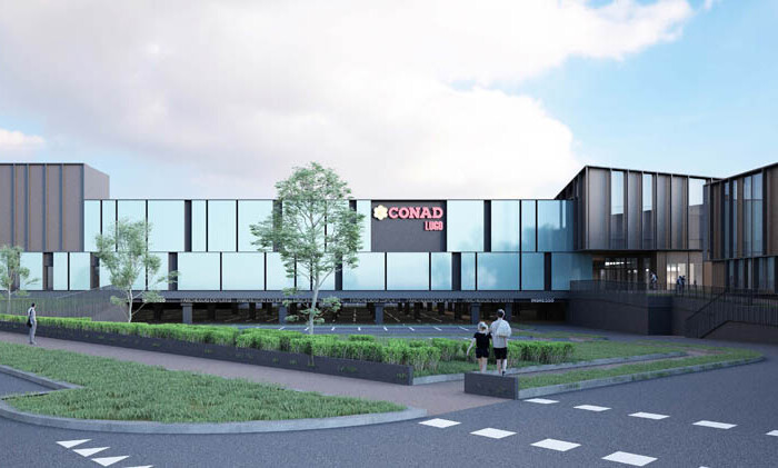 Un rendering del Conad che sorgerà a Lugo nell'area dell'ex acetificio Venturi. Sarà 2.200 mq con 50-60 dipendenti