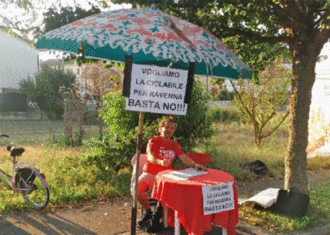 Banchetto Petizione Ciclopedonale Madonna Dell' Albero Città Su Argine Ronco