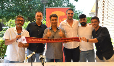 RAVENNA CALCIO CONFERENZA STAMPA PRESENTAZIONE NUOVO ALLENATORE GIUSEPPE MAGI E IL SUO STAFF