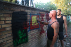 RAVENNA 19/09/2018. Coperti I Simboli Nazi Fascisti Sui Muri Della Scuola Di Via Santi Baldini