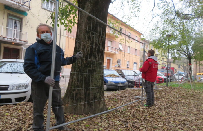 I lavori al parco di piazza Dante, a Faenza