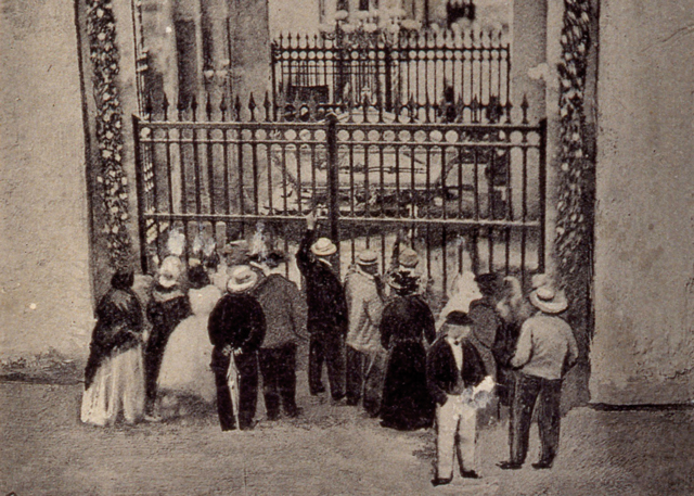 Ostensione delle ossa di Dante nel Quadrarco di Braccioforte a Ravenna nel 1865