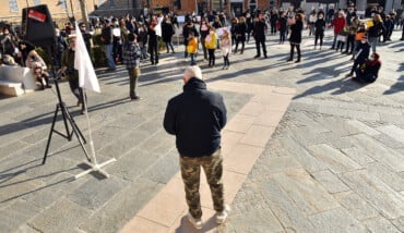 MANIFESTAZIONE NO DAD IN PIAZZA KENNEDY A RAVENNA