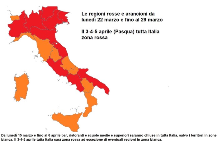 Colori Regioni Italia Dal 22 Marzo 2