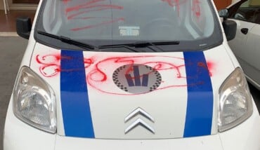 L'auto Della Polizia Locale Imbrattata