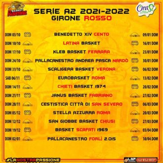 Calendario Girone Rosso A2 Basket