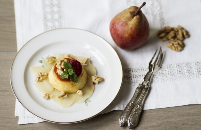 Flan Parmigiano Con Pere
