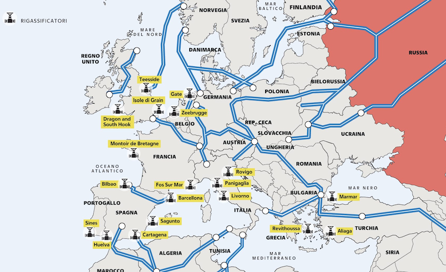 Mappa Gasdotti Europa