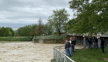 Il fiume Montone nei pressi della chiusa di San Marco alle 9 del 17 maggio