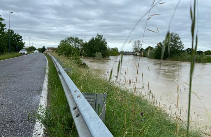 Il fiume Montone nei pressi della chiusa di San Marco alle 9 del 17 maggio
