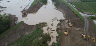 La rotta del fiume Santerno a San Lorenzo di Lugo che ha causato il crollo dell'ex mulino Parmiani