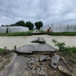 La piena del fosso Ghiaia ha fatto crollare un ponte a Gambellara