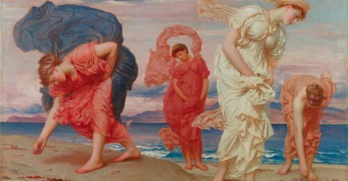 230 Frederic Leighton Greek Girls Picking Up Pebbles By The Sea