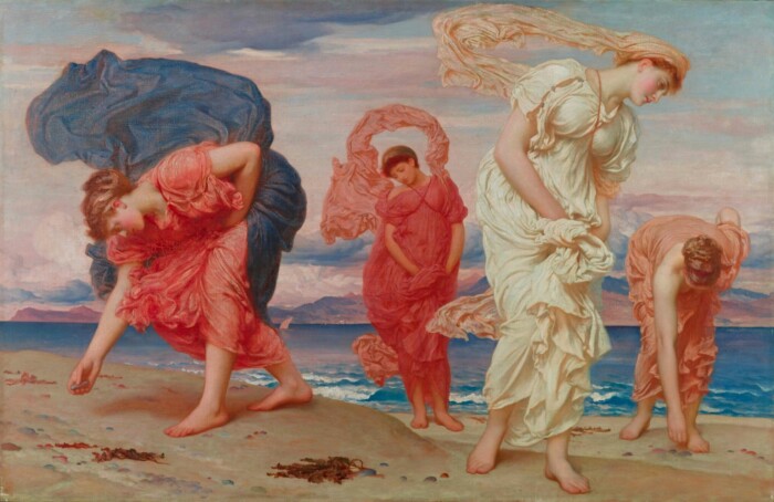 230 Frederic Leighton Greek Girls Picking Up Pebbles By The Sea
