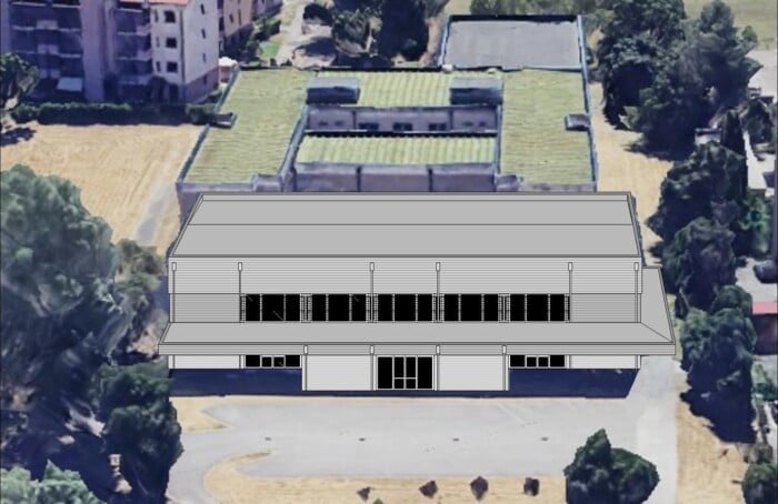 RenderingNuovaPalestraIstitutoPersolino Strocchi VMedaglieDorosede