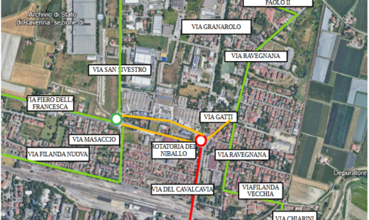 La Planimetria Le Strade Chiuse Al Traffico E Dei Percorsi Alternativi. In Rosso Le Strade Interdette; In Verde I Percorsi Alternativi E In Giallo Le Vie Aperte Ad Uso Esclusivo Di Residenti E Frontisti.