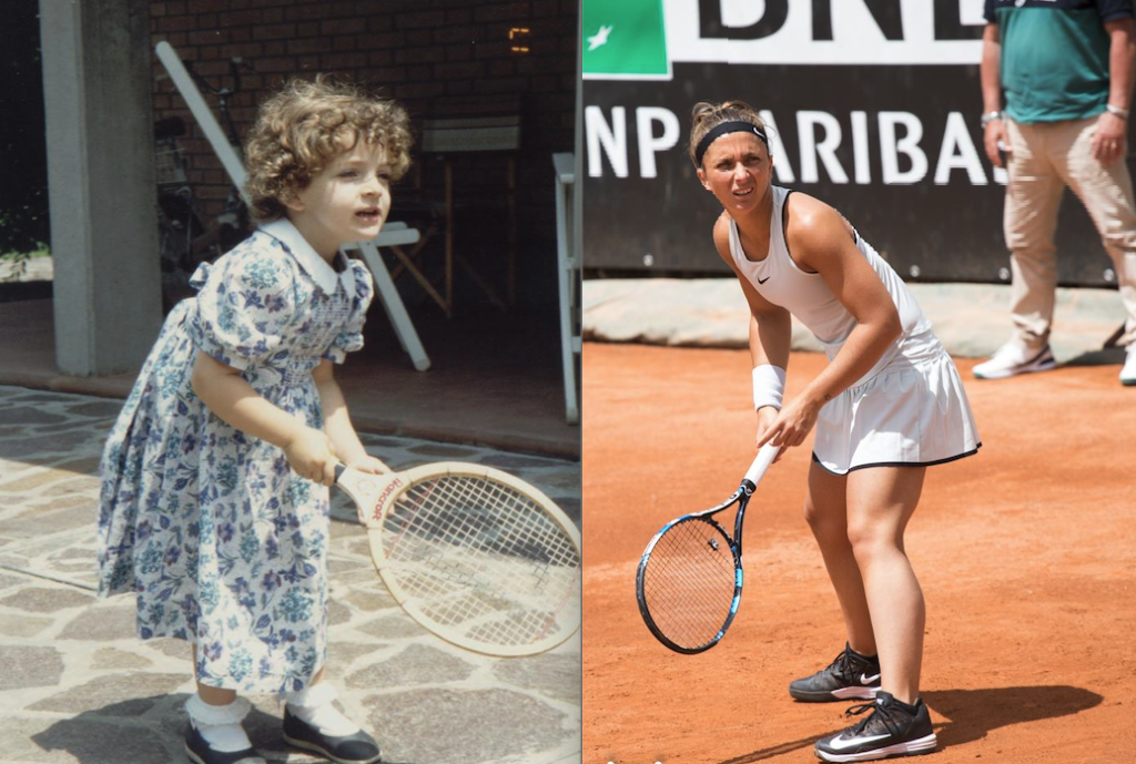 Sara Errani ieri e oggi: a sinistra quando aveva tre anni, a destra una foto recente dal suo profilo Facebook