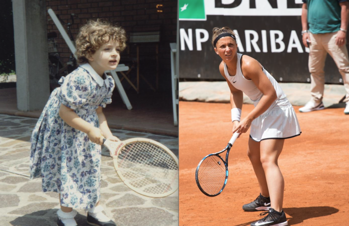 Sara Errani Ieri E Oggi: A Sinistra Quando Aveva Tre Anni, A Destra Una Foto Recente Dal Suo Profilo Facebook