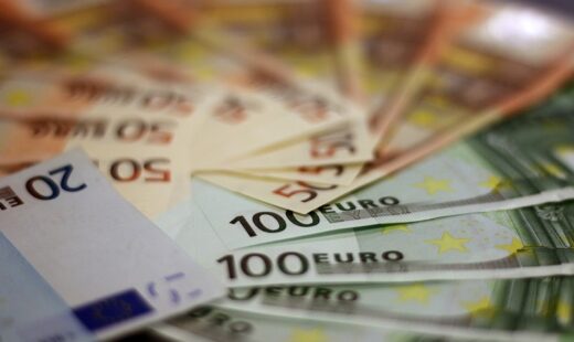 Closeup On Pile Of Euro Banknotes. Free Public Domain CC0 Image.