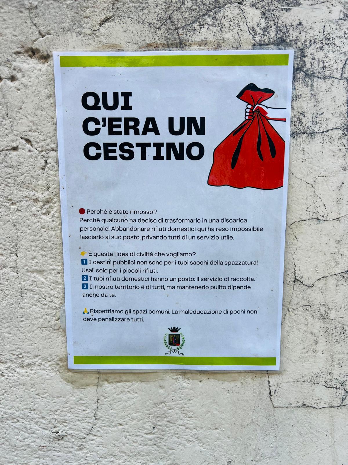 Cartello Cestini Pubblici