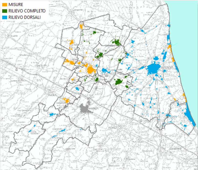 Mappa provinciale delle misurazioni già in corso