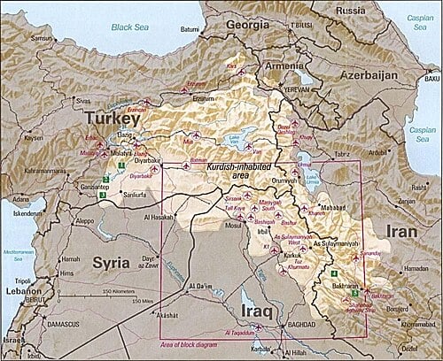 Kurdish Inhabited Area By CIA (1992)