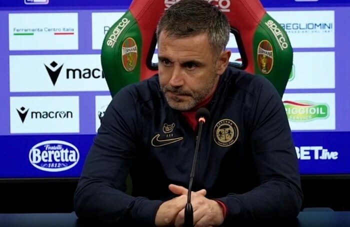 Marchionni in sala stampa a Terni